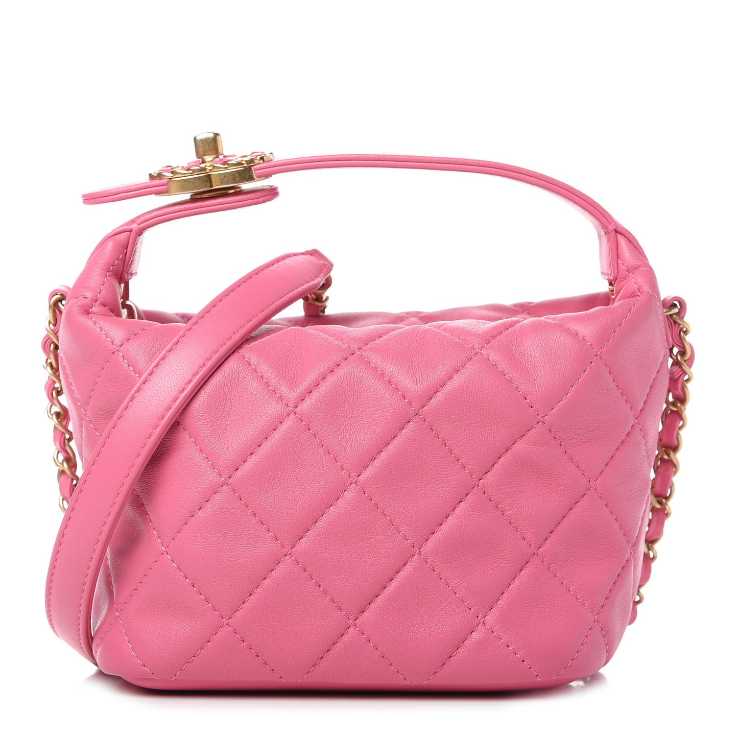 Lambskin Quilted Small Perfect Meeting Hobo Pink