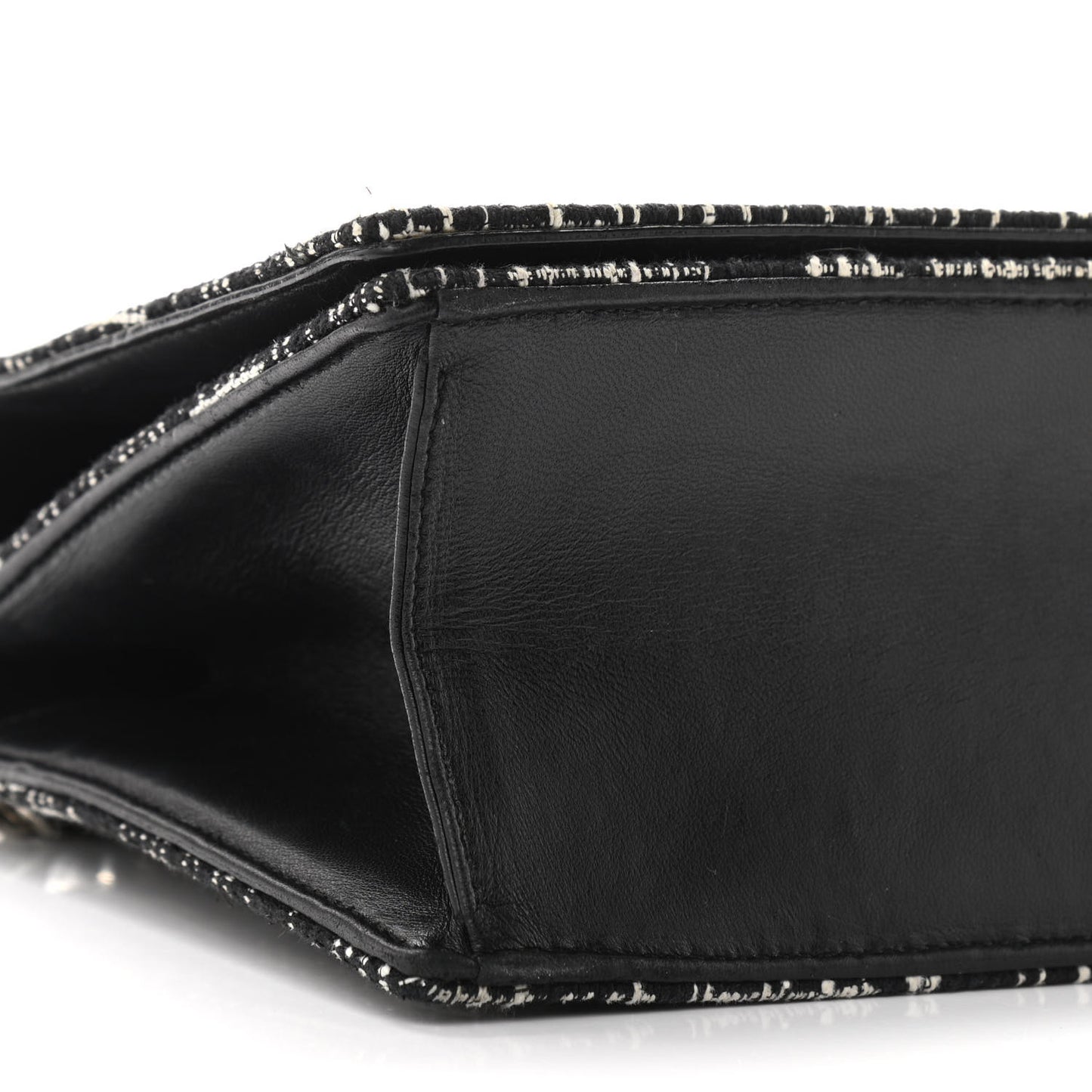 Tweed Embellished Diorama Flap Bag Black White