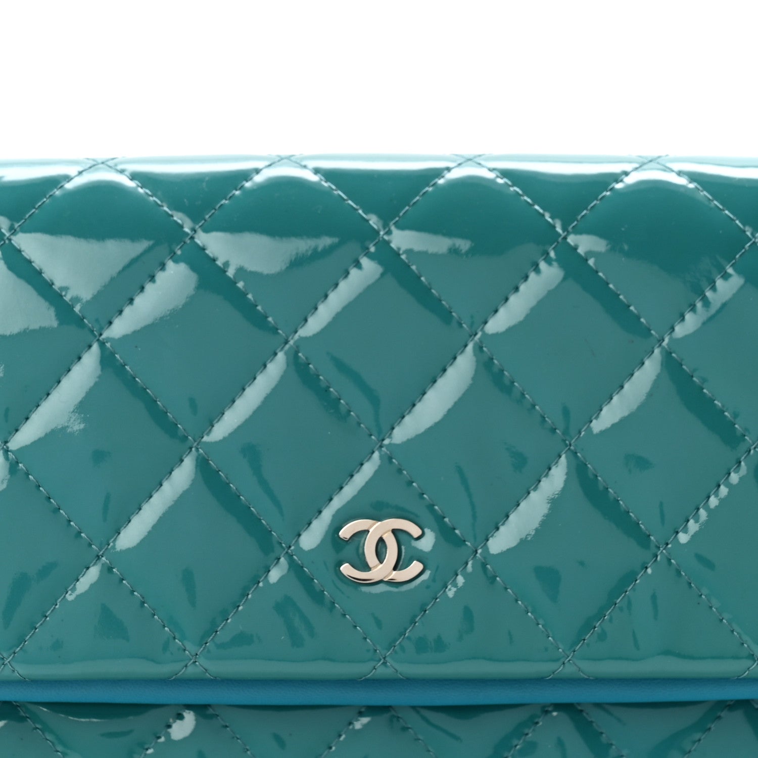 Chanel Patent Calfskin Quilted Beauty CC Clutch Blue 8 of 12