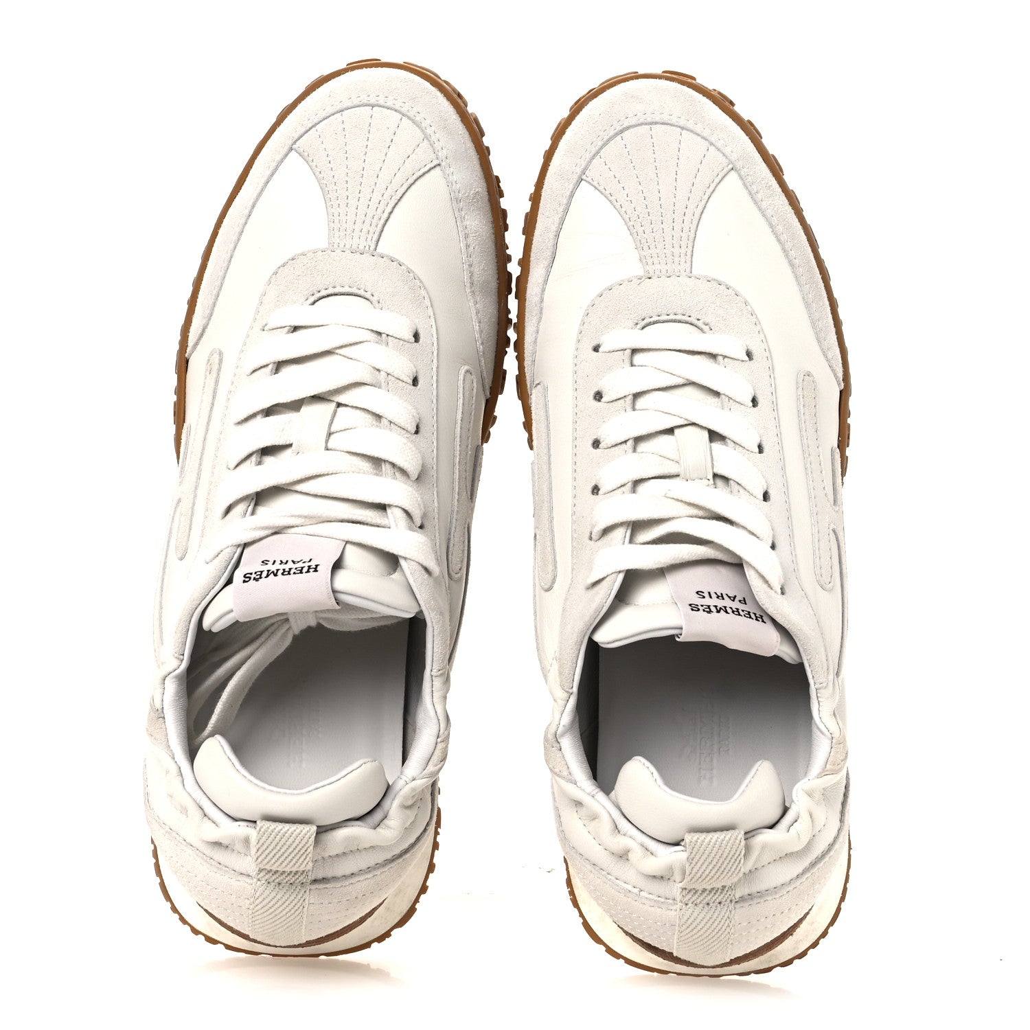 Hermes Nappa Suede Goatskin Womens Jet Sneakers 37.5 White 1920255