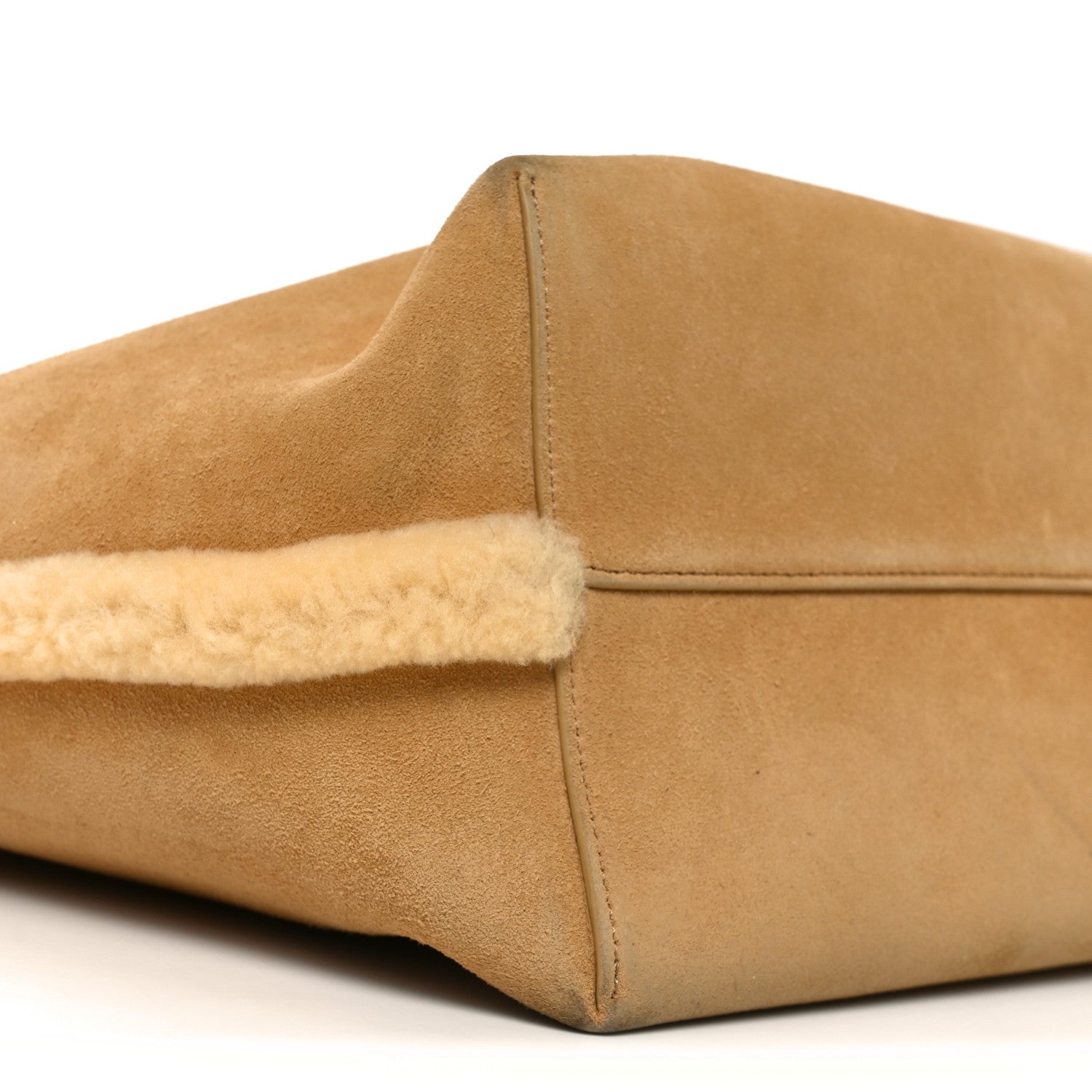 Celine Suede Shearling Triomphe Medium Cabas Anais Natural 17 of 23