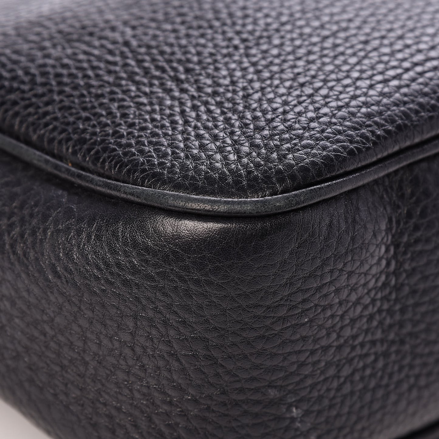 Pebbled Calfskin Small Soho Disco Bag Black
