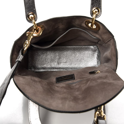Christian Dior Metallic Grained Calfskin Cannage Medium Lady Dior Silver 5 of 8