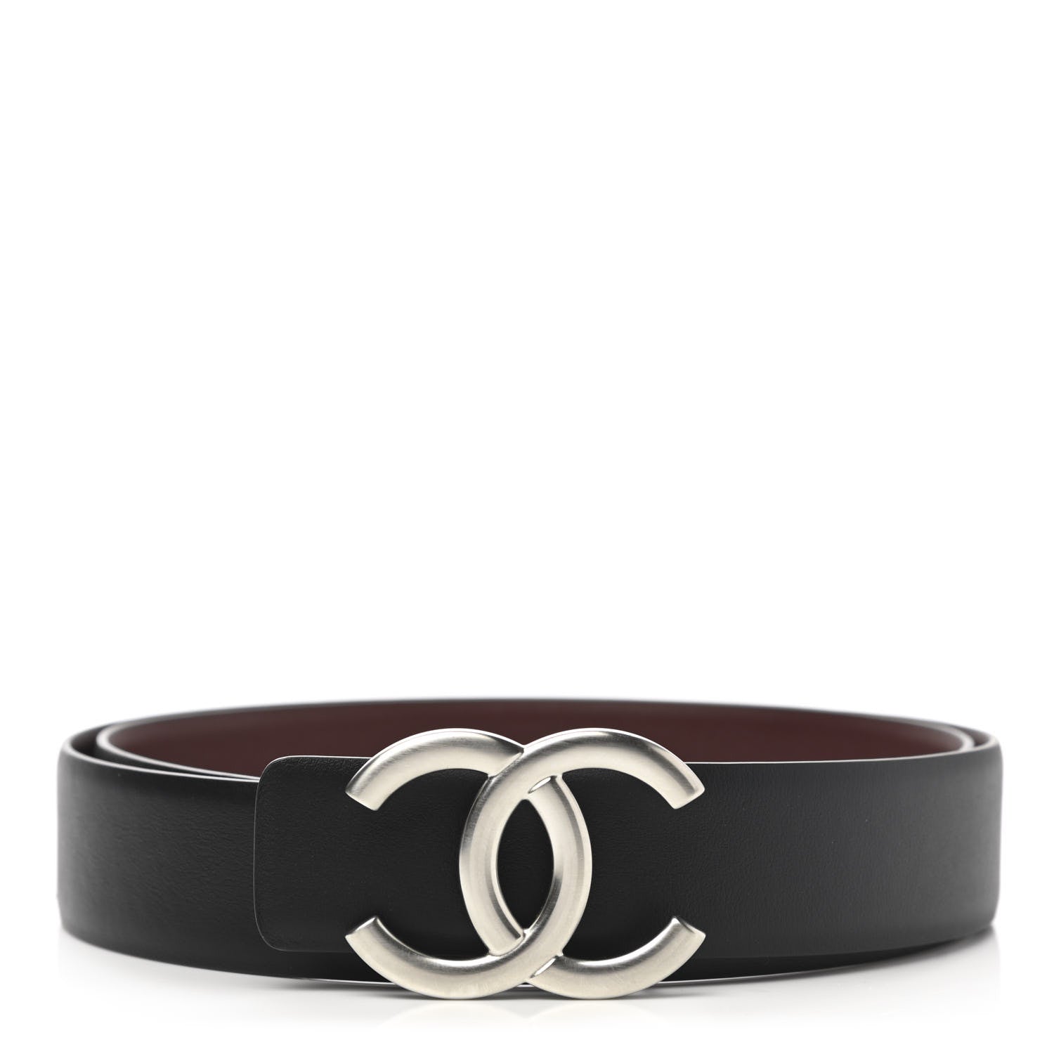 Chanel Calfskin CC Reversible Belt 80 32 Black Burgundy 1 of 6
