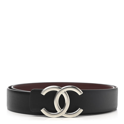 Chanel Calfskin CC Reversible Belt 80 32 Black Burgundy 1 of 6