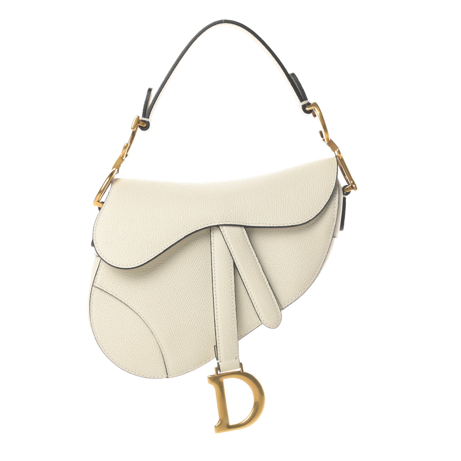 Christian Dior Grained Calfskin Mini Saddle Bag White 1 of 11