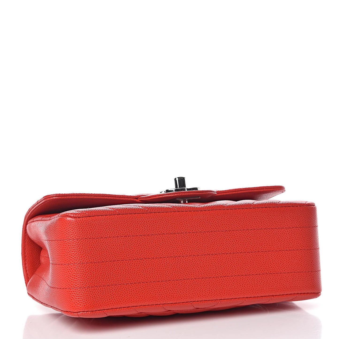 Caviar Chevron Quilted Mini Rectangular Flap Red