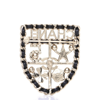 Chanel Lambskin Pearl Strass Sergeant Shield Brooch Gold 3 of 7