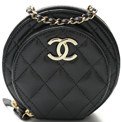 Chanel Caviar Quilted Round Coco Clutch With Chain Black 7 of 9