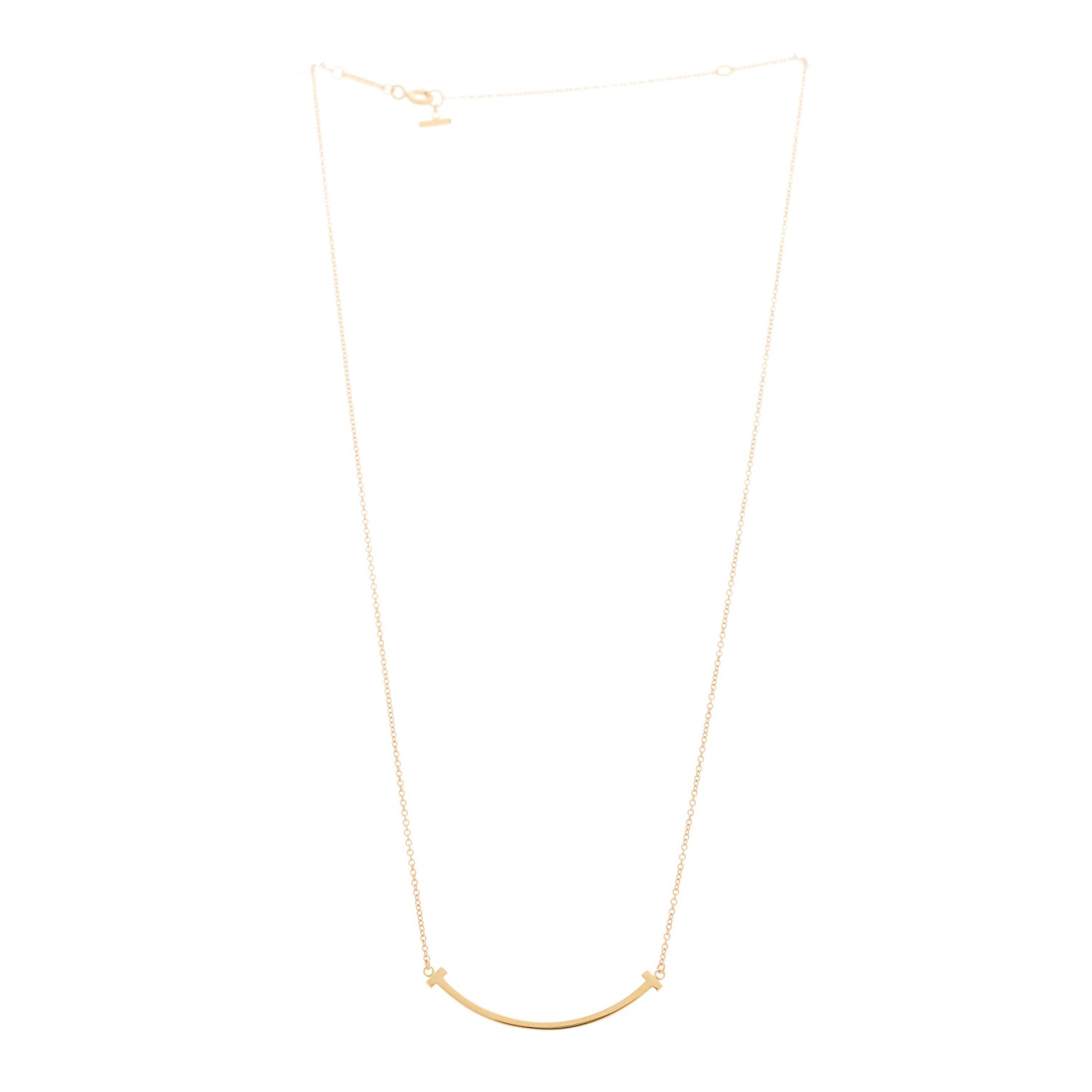 18K Rose Gold Small T Smile Pendant Necklace
