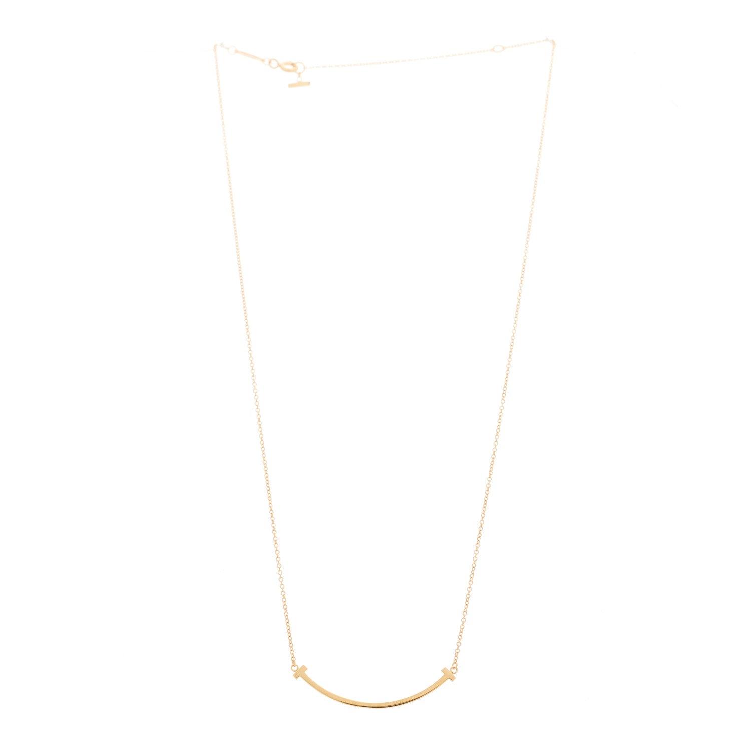 Tiffany 18K Rose Gold Small T Smile Pendant Necklace 3 of 6