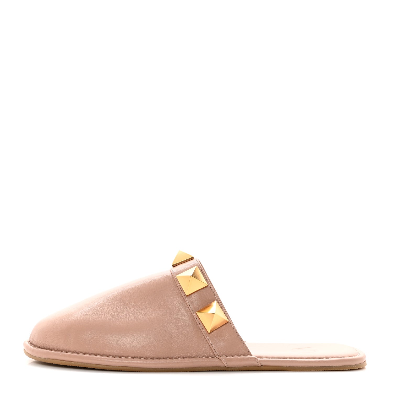 Valentino Garavani Nappa Roman Stud Flat Slippers 38 Rose Cannelle 1 of 9