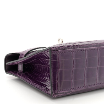 Hermes Shiny Niloticus Crocodile Kelly Pochette Amethyste 9 of 10