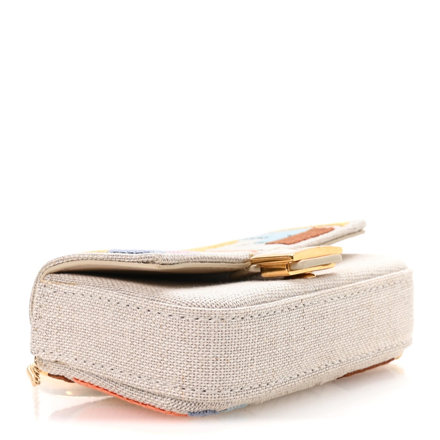 Fendi Kuban Canvas FF Embroidered Nano Baguette Charm Grezzo Multicolor 4 of 10