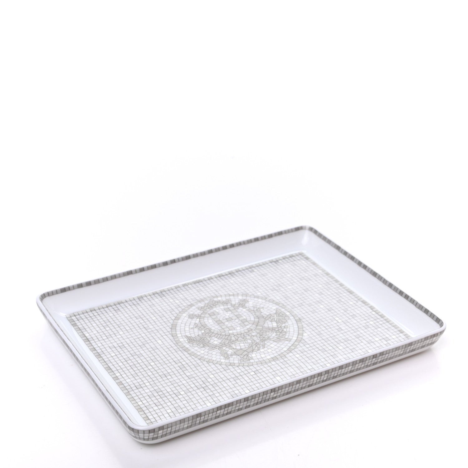 Hermes Porcelain Mosaique Au 24 Sushi Plate Platine 4 of 6