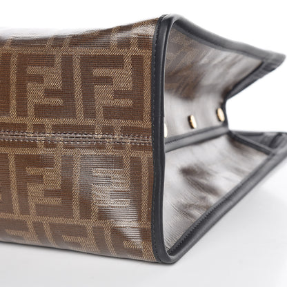 Fendi Glazed Fabric Vitello Century FF 1974 Stamp Patch Medium Peekaboo Defender Cover Mogano Panna Black 10 of 10