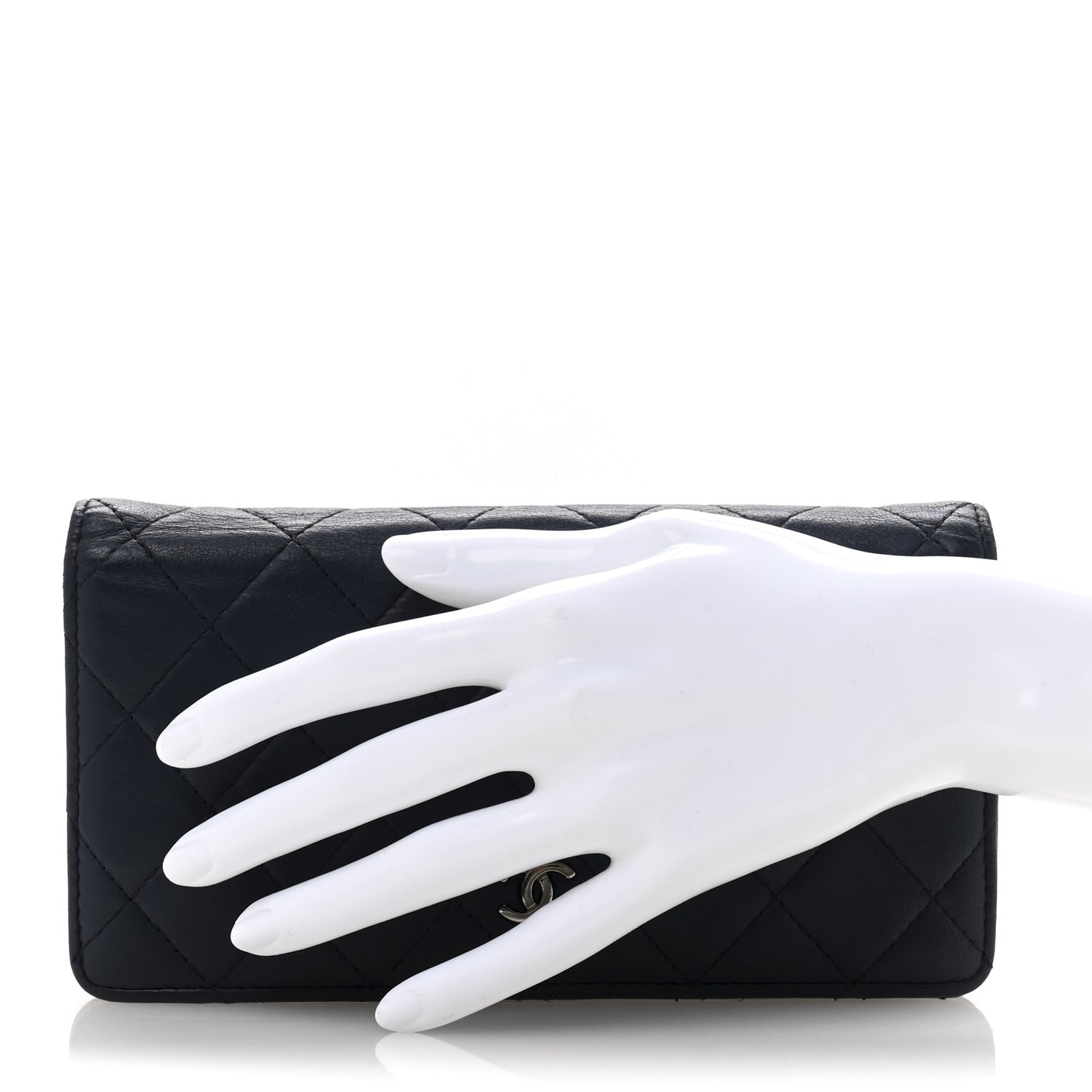 Lambskin Quilted Yen Wallet Blue