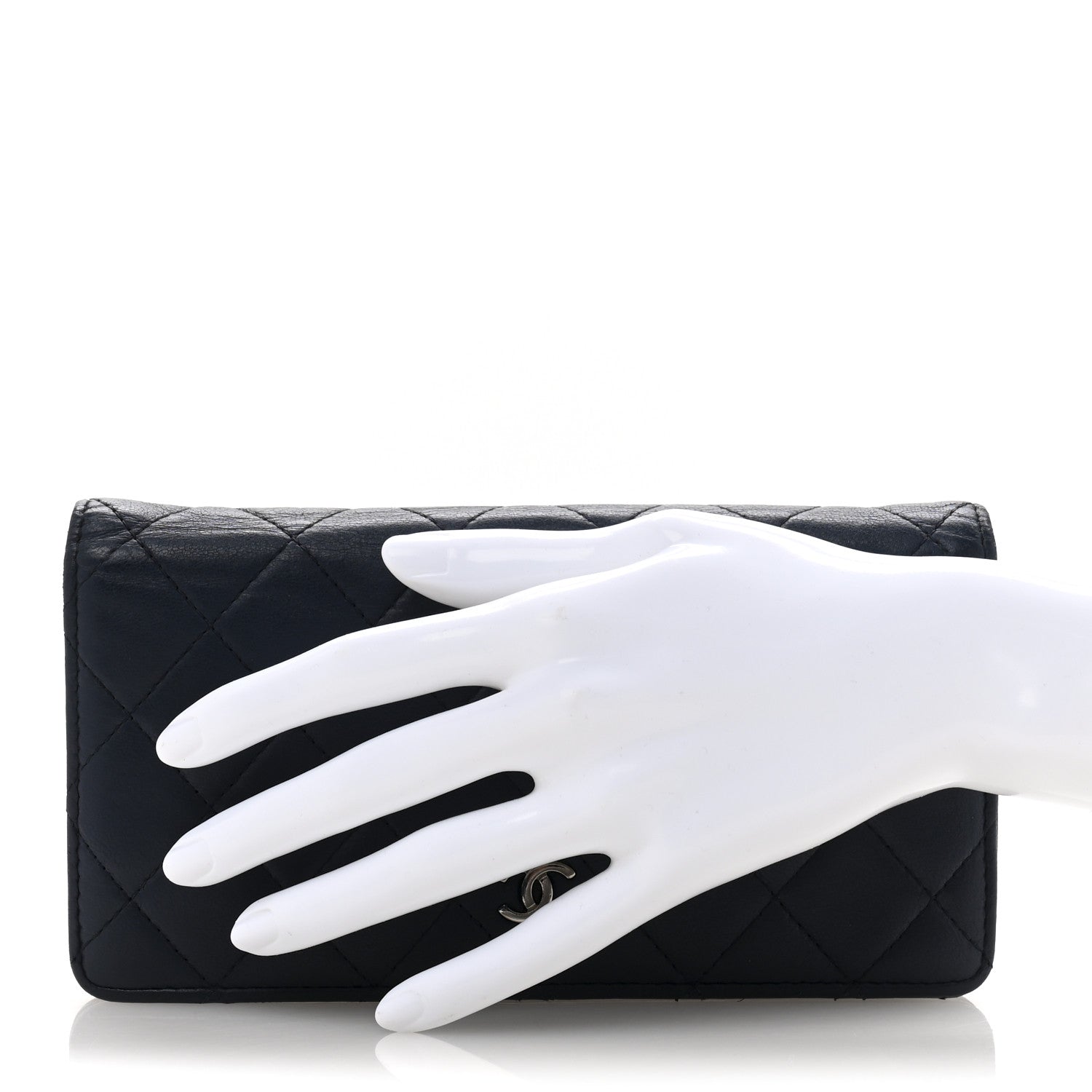 Chanel Lambskin Quilted Yen Wallet Blue 2 of 13