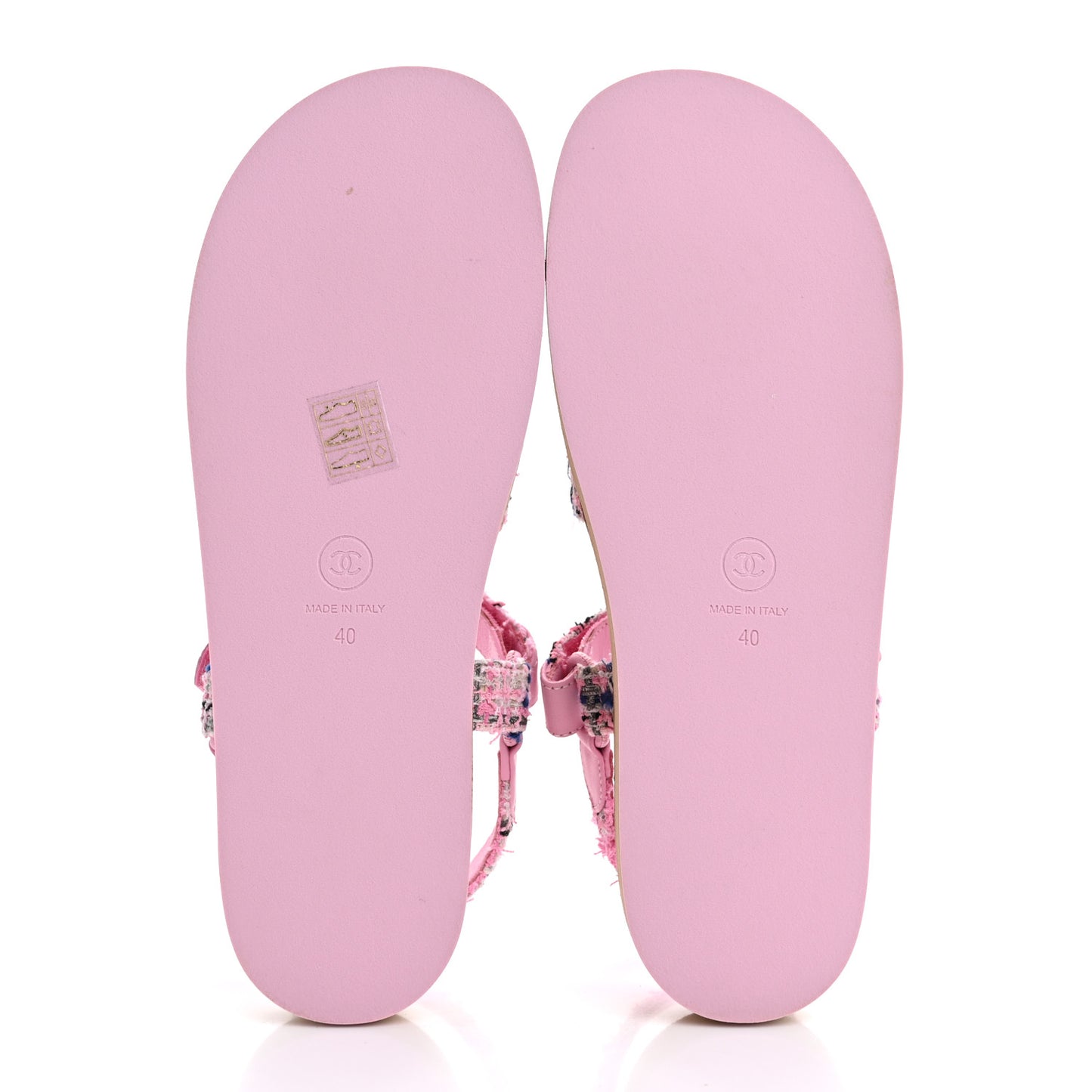 Tweed Lambskin Crystal CC Sandals 40 Pink Multicolor