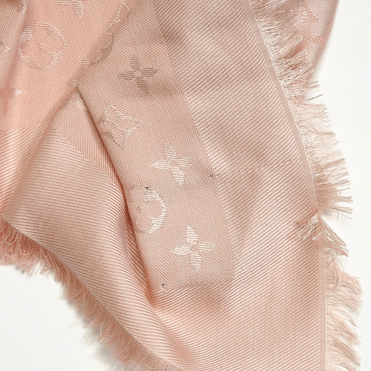 Silk Wool Monogram Denim Shawl Pink