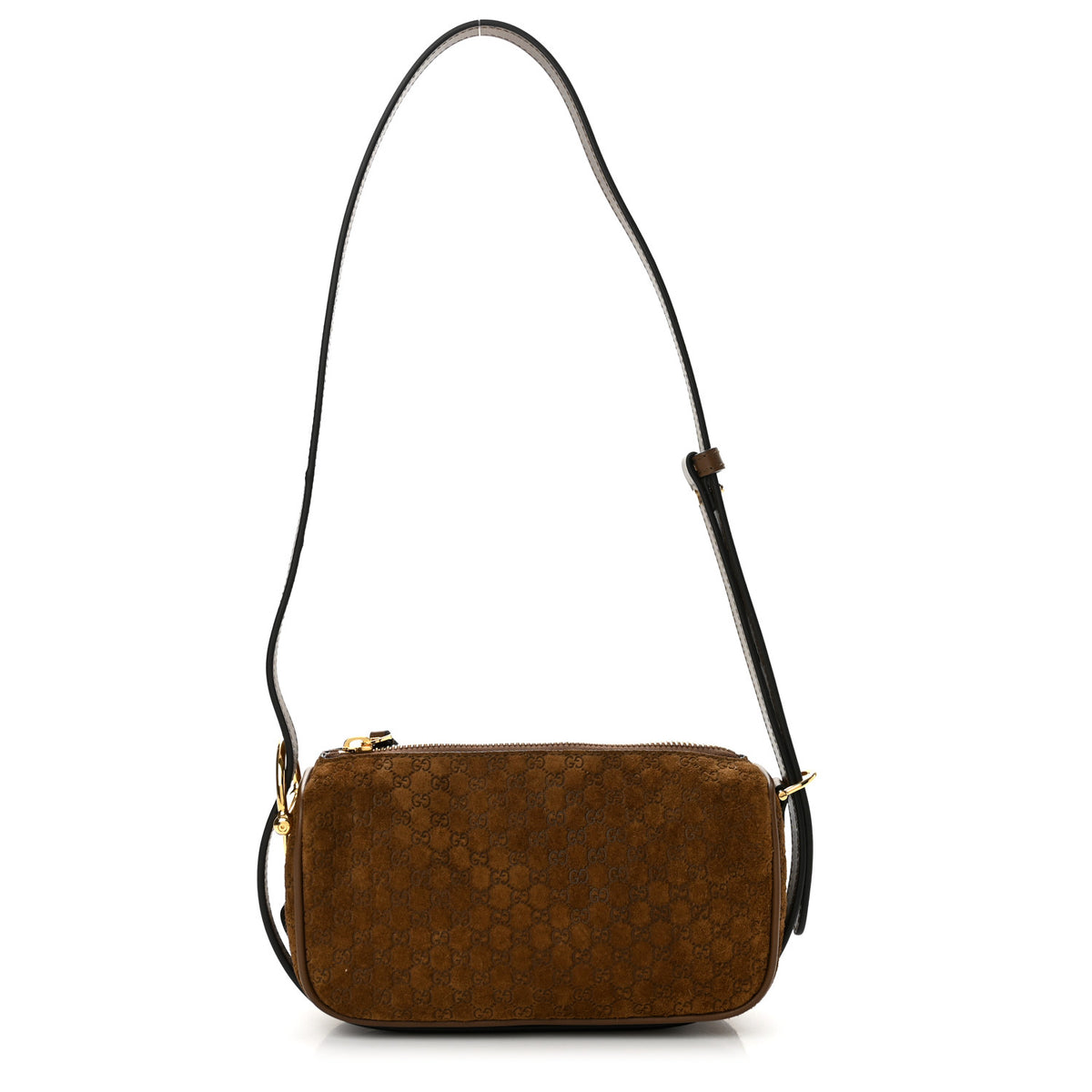 Gucci Suede GG Monogram Half Horsebit Mini Shoulder Bag Brown 1 of 12