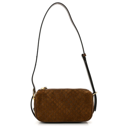Gucci Suede GG Monogram Half Horsebit Mini Shoulder Bag Brown 1 of 12