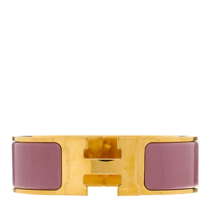 Hermes Enamel Wide Clic Clac H Bracelet GM Bois De Rose 1 of 3