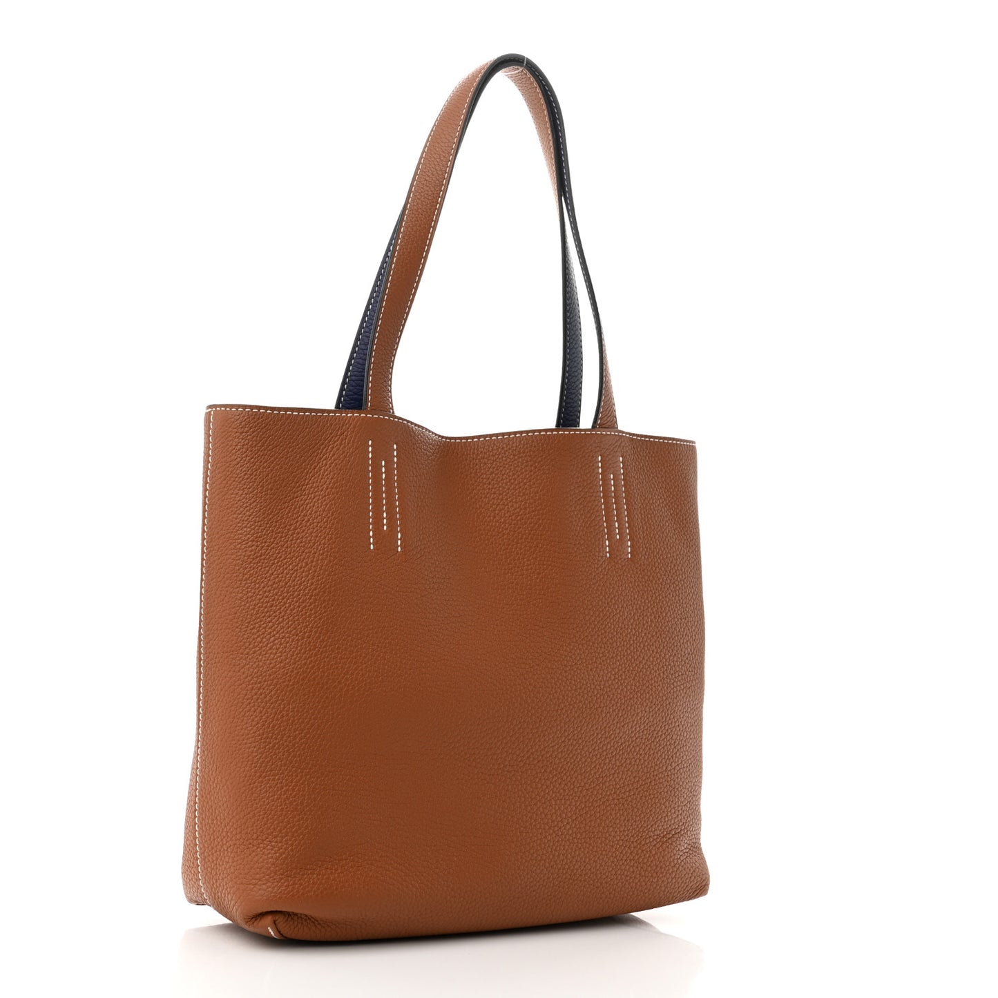 Taurillon Clemence Double Sens 28 Reversible Tote Gold Bleu Encre