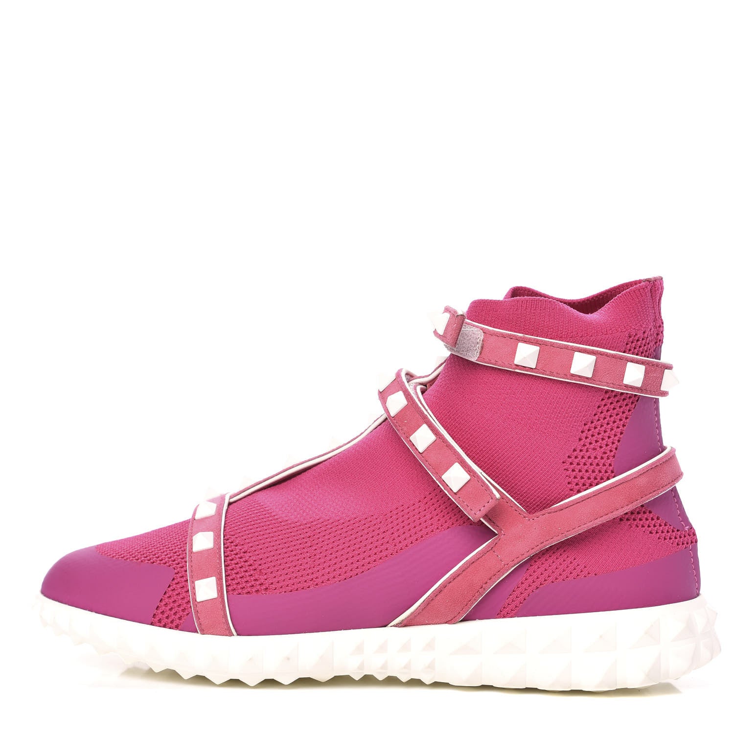 Valentino Garavani Body Tech Knit Free Rockstud Sock High Top Sneakers 37 Shadow Pink Optic White 1 of 8