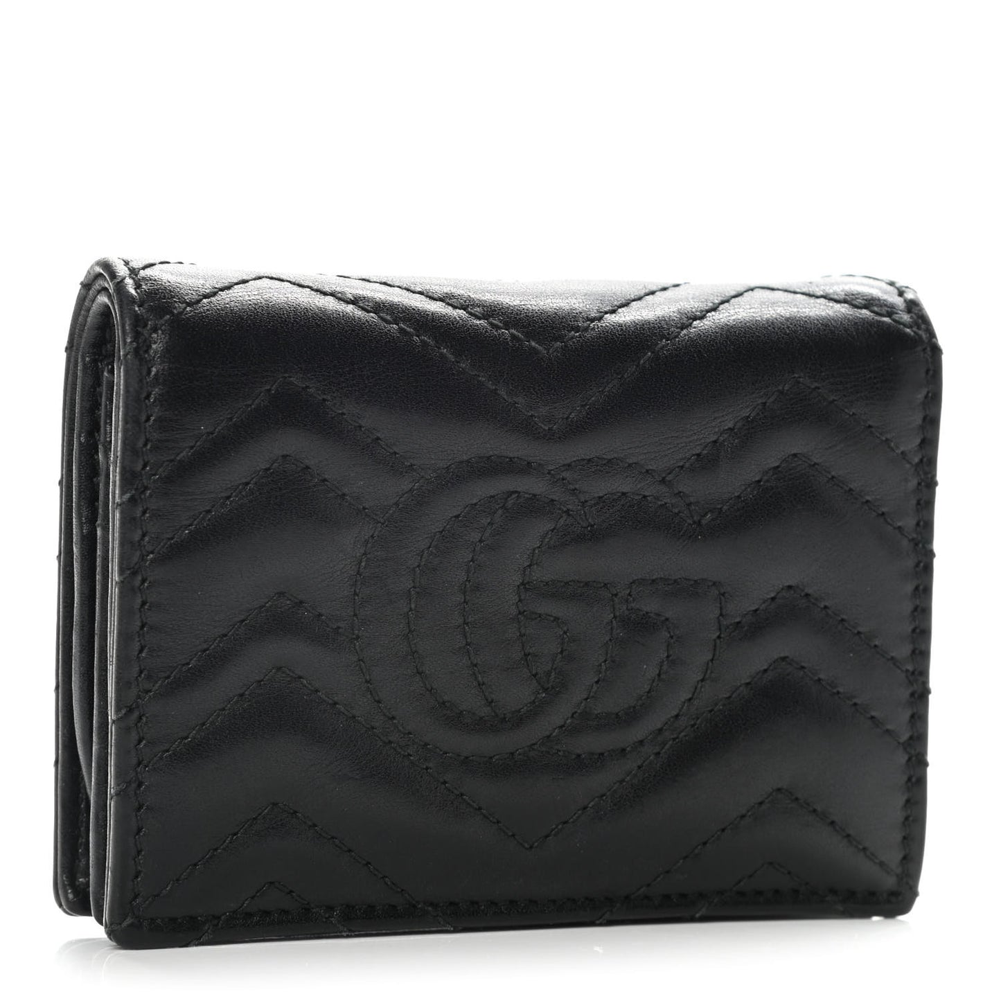 Calfskin Matelasse GG Marmont Card Case Wallet Black