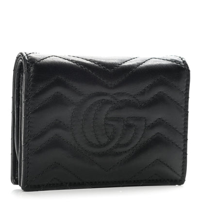 Gucci Calfskin Matelasse GG Marmont Card Case Wallet Black 3 of 12