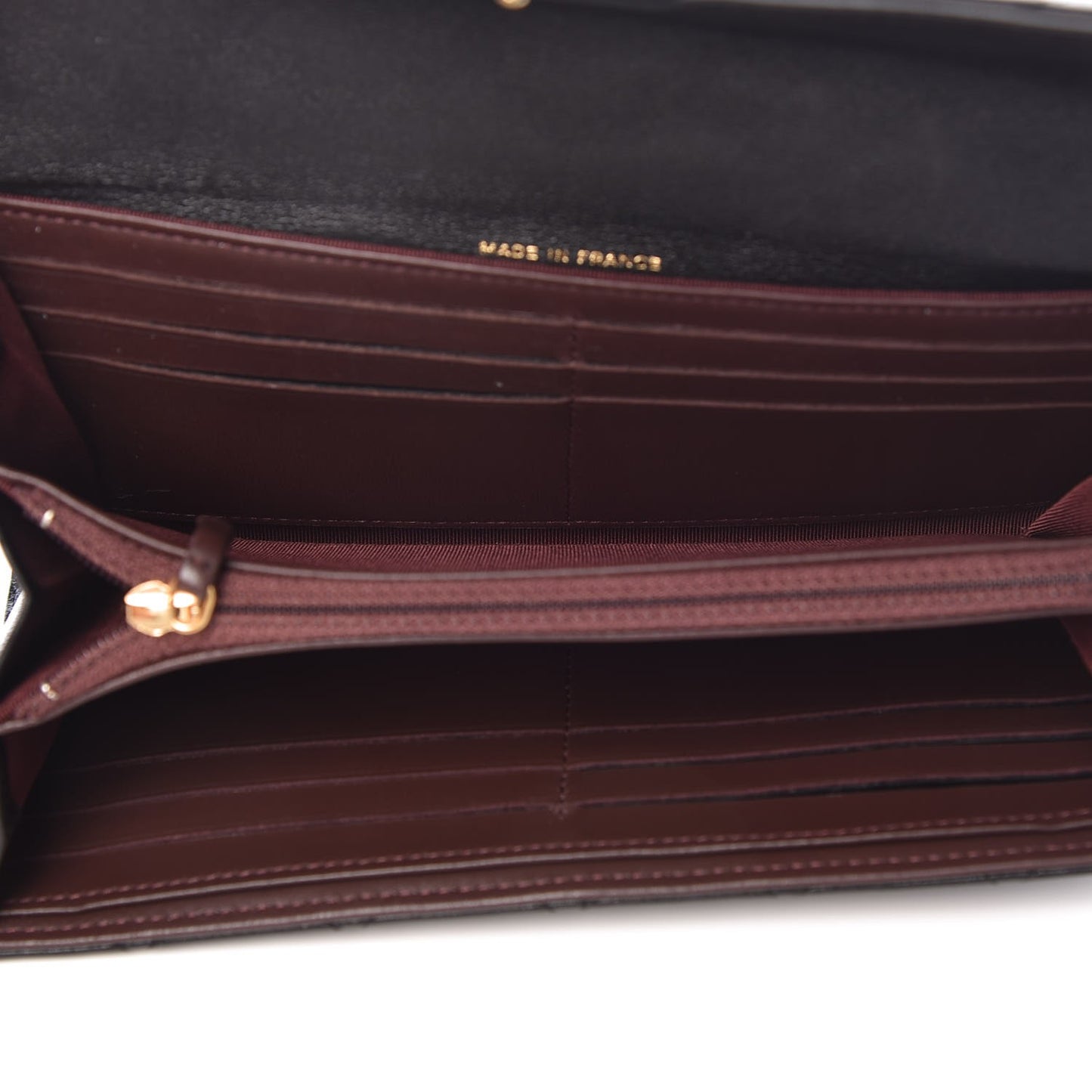 Lambskin Quilted Large Gusset Flap Wallet Black