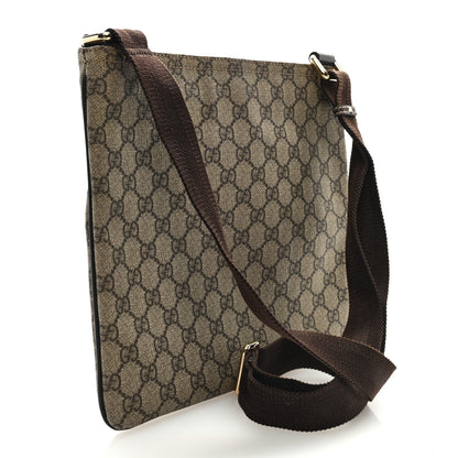 Gucci GG Supreme Monogram Selleria Calfskin Small Flat Side Zip Messenger Bag Beige Ebony Cocoa Dark Chocolate 2 of 8