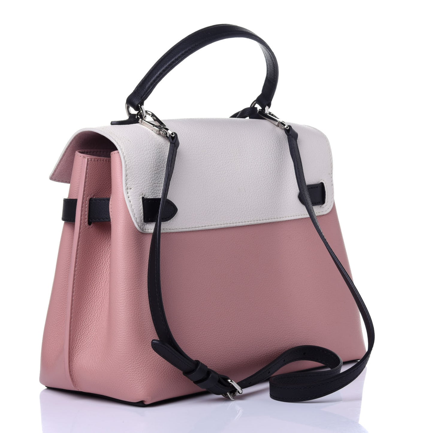 Soft Calfskin Lockme Ever Rose Ballet White Maito Black