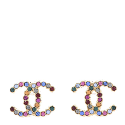 Chanel Crystal CC Earrings Gold Multicolor 1 of 5