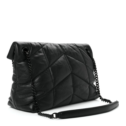 Saint Laurent Lambskin Quilted Small Loulou Puffer Monogram Chain Satchel Black 2 of 11