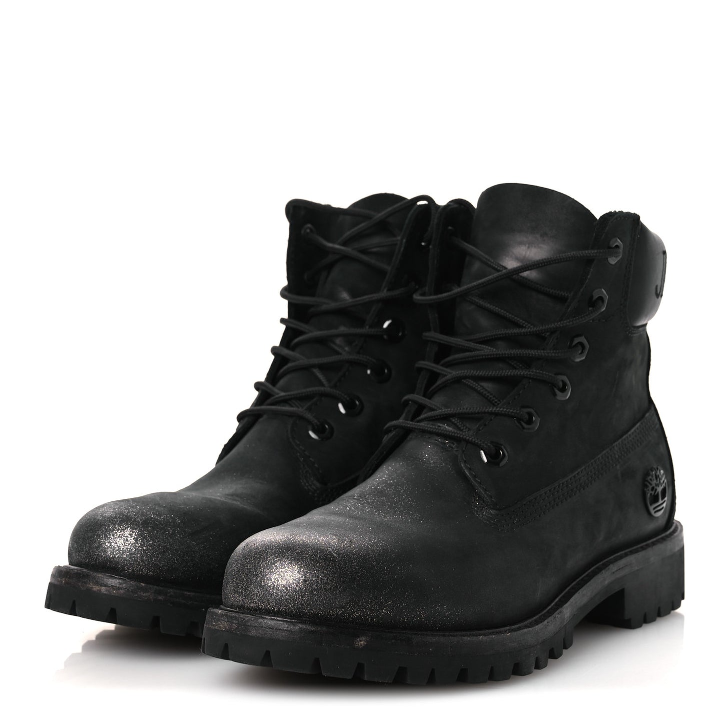 X TIMBERLAND Nubuck Glitter Womens Ankle Boots 38.5 Black Gunmetal