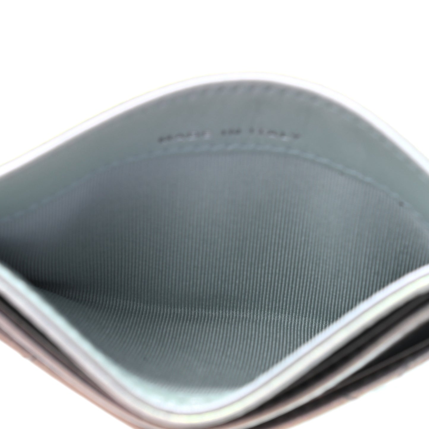 Iridescent Calfskin Quilted Card Holder Light Blue
