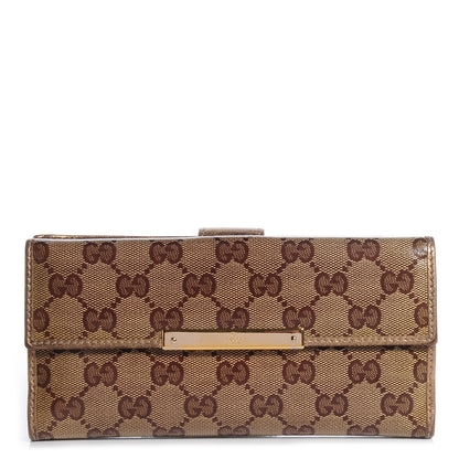 Gucci Crystal Monogram Metal Bar Continental Flap Wallet Gold 1 of 8