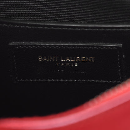 Saint Laurent Lambskin Matelasse Chevron Classic Monogram Shoulder Bag Red 6 of 11