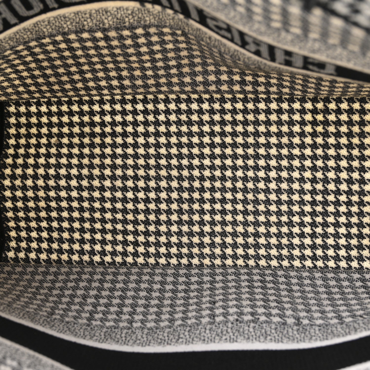 Christian Dior Canvas Houndstooth Embroidered Medium Book  Black White 5 of 14