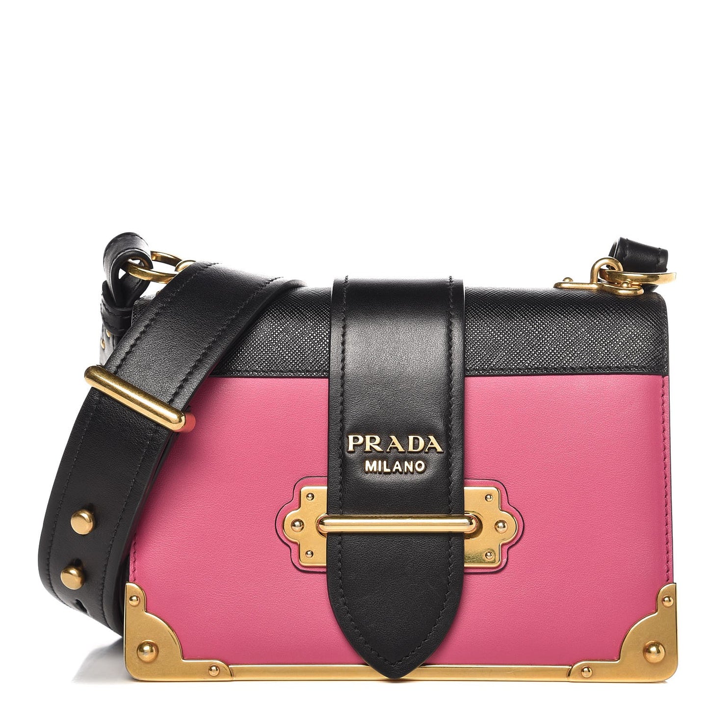 City Calf Saffiano Cahier Bag Fuxia Black