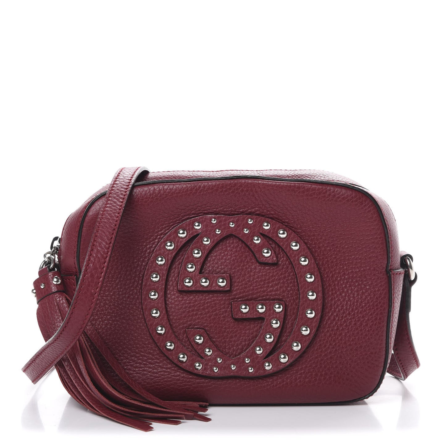 Pebbled Calfskin Studded Small Soho Disco Bag Soft Burgundy