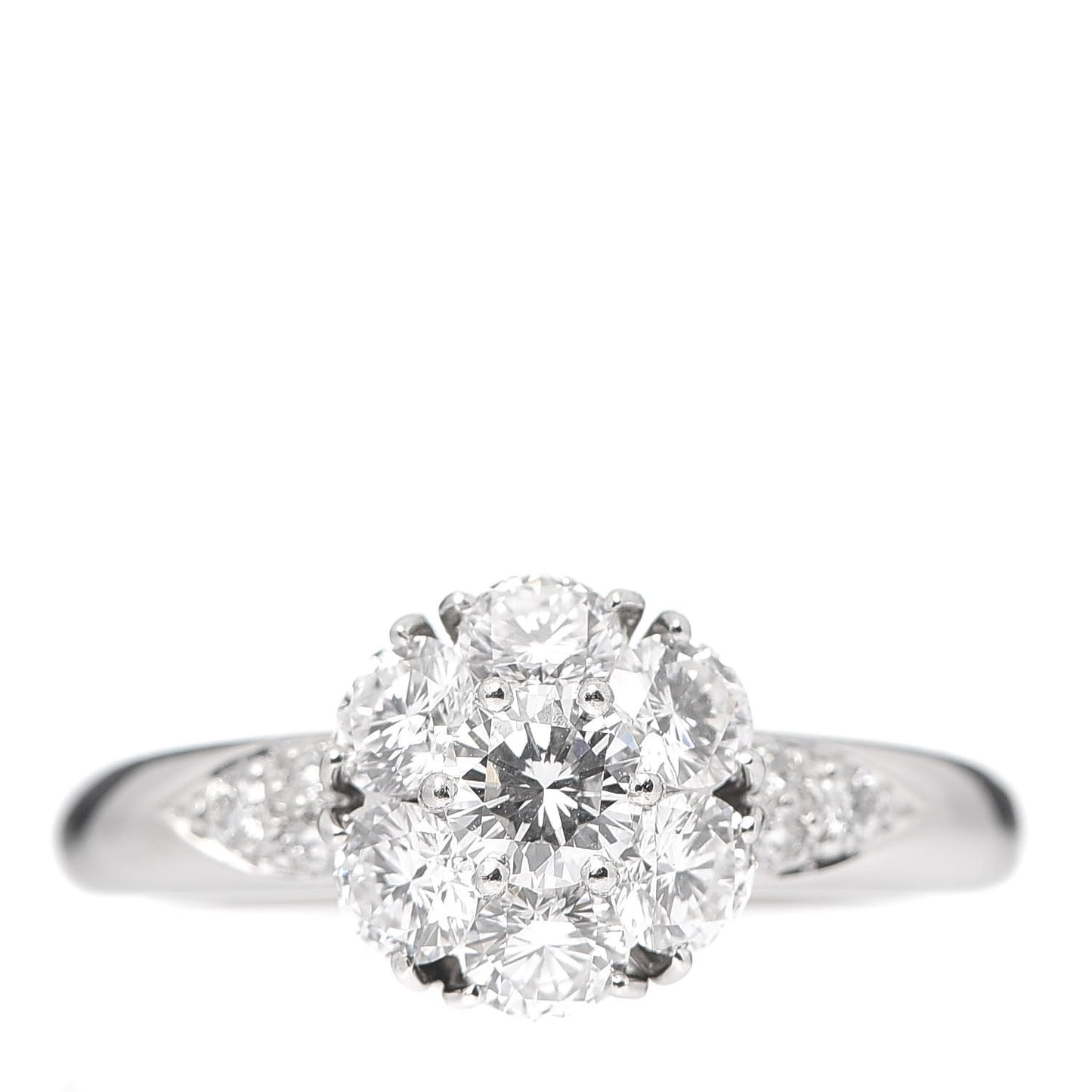 Platinum Diamond 1.16ctw Large Fleurette Ring 53 6.25