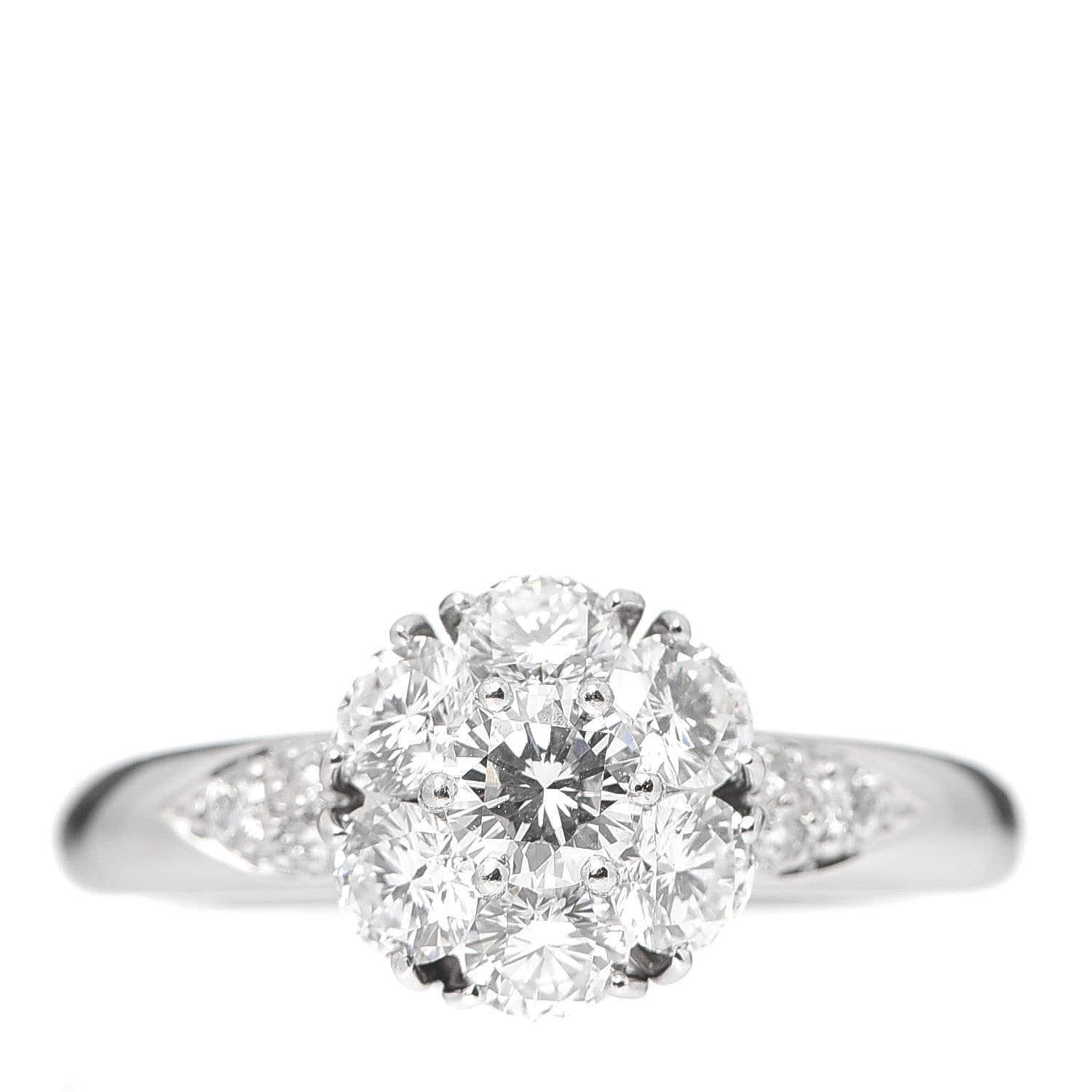 Van Cleef & Arpels Platinum Diamond 1.16ctw Large Fleurette Ring 53 6.25 1 of 6