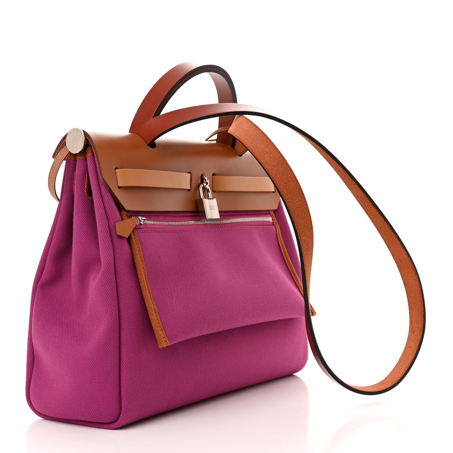 Hermes Toile Militaire Vache Hunter Herbag Zip Retourne 31 PM Rose Pourpre Fauve 4 of 12