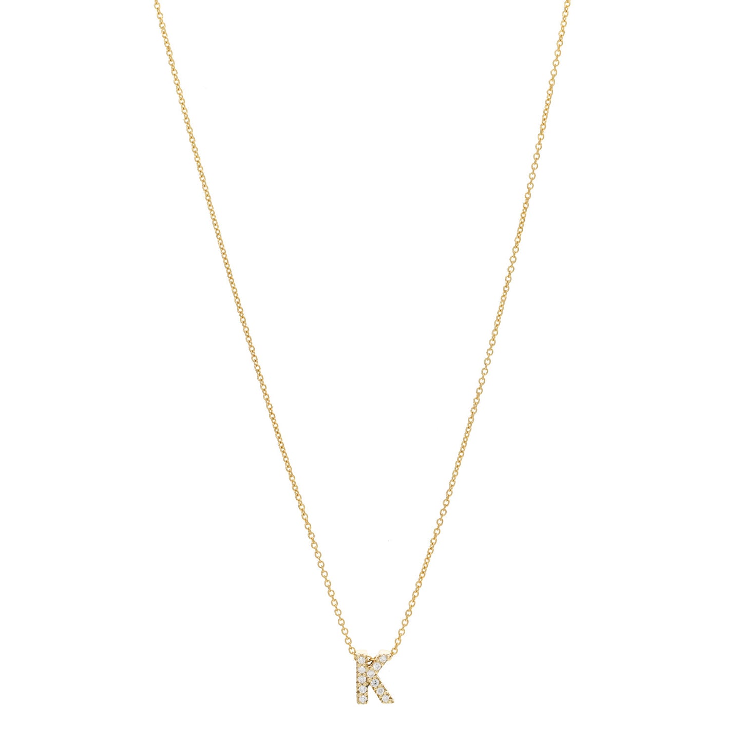 18K Yellow Gold Diamond Love Letter K Pendant Necklace