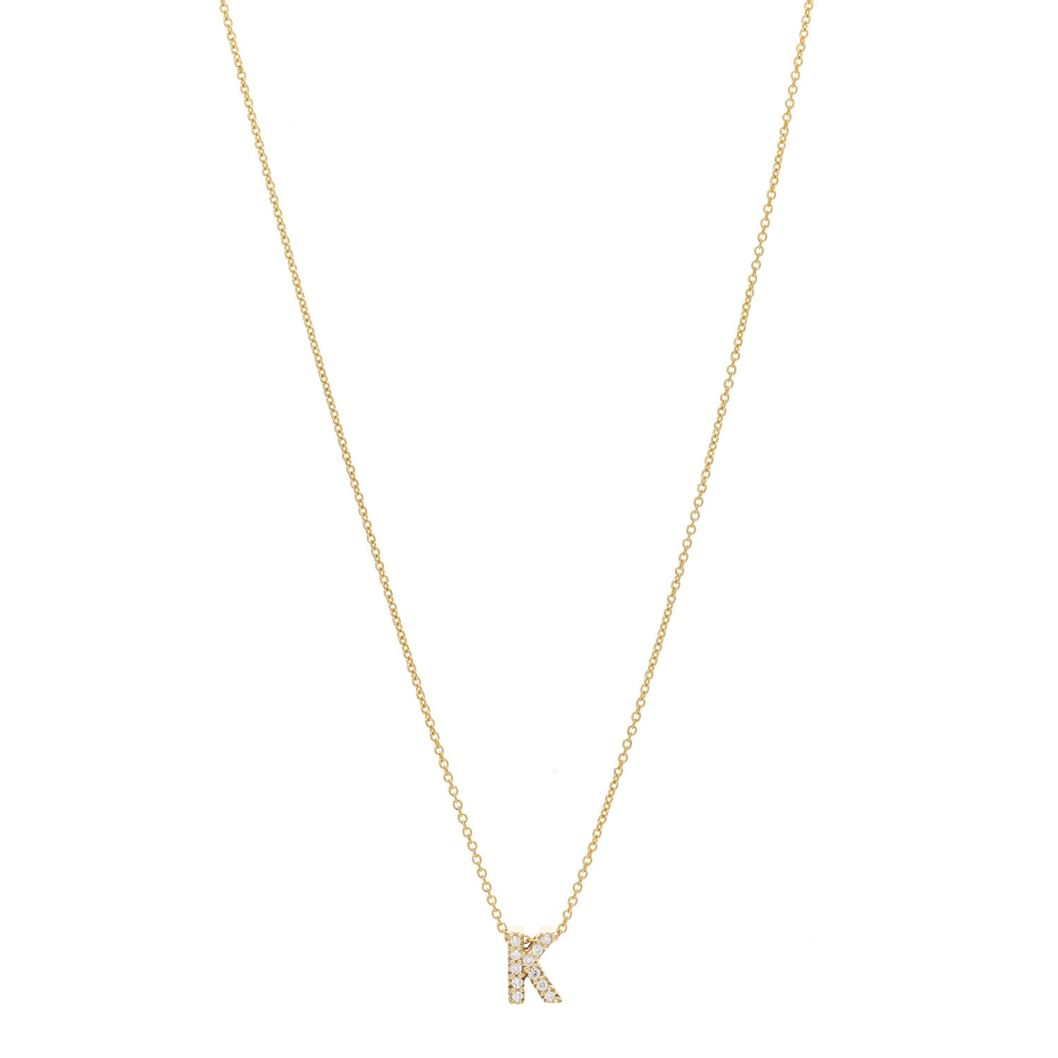 Roberto Coin 18K Yellow Gold Diamond Love Letter K Pendant Necklace 1 of 3