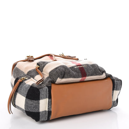 Burberry Wool Mega Check Large Rucksack Backpack Grey 4 of 9