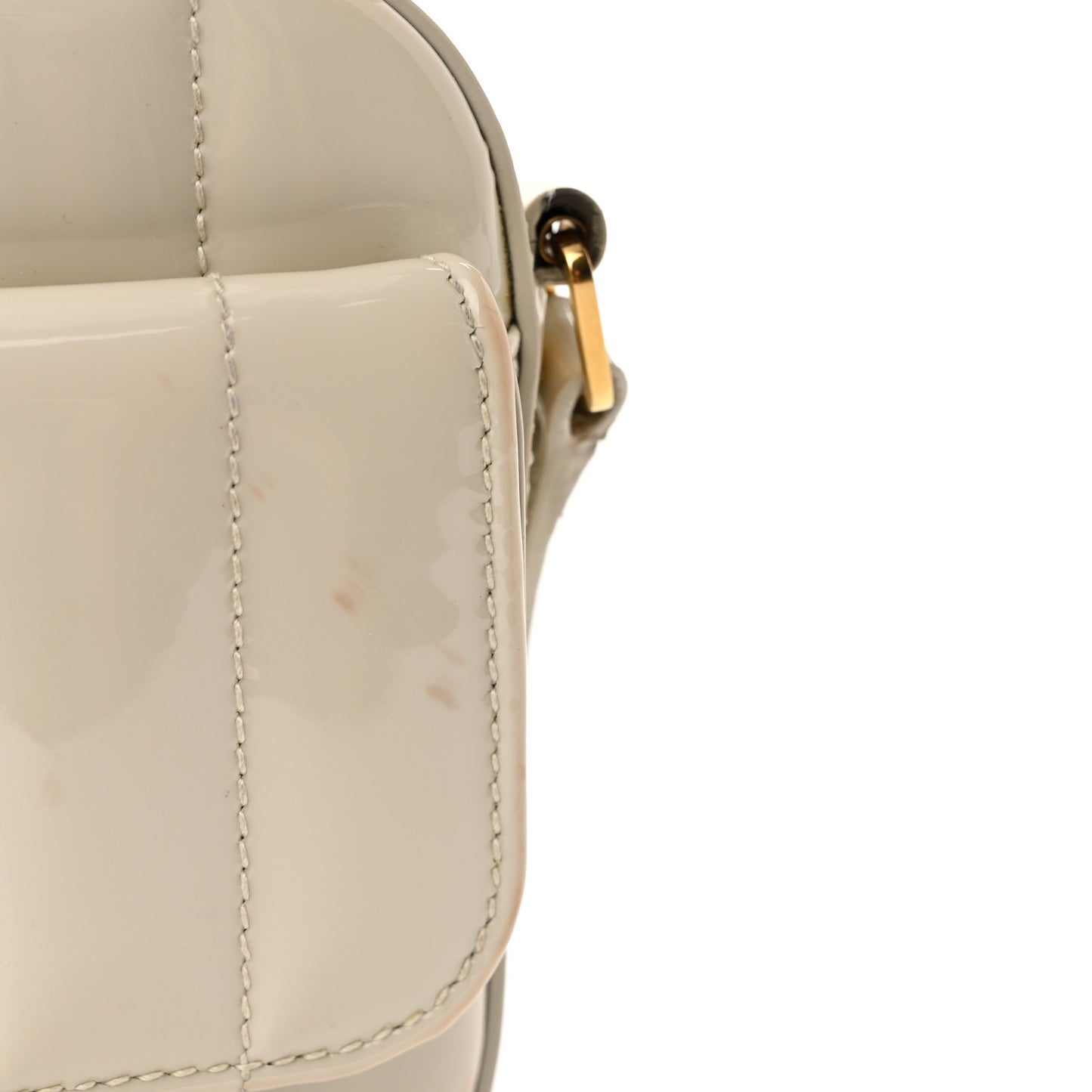 Patent Matelasse Monogram Toy Vicky Camera Bag Off White